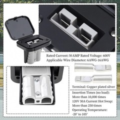 2Pcs 50Amp 12-24V DC Battery Quick Disconnect Connector with Plug Mounting Panel
