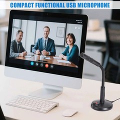 Mini USB Condenser Microphone with Stand – Plug & Play for PC/Laptop/Mac