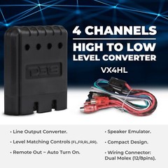 4 Channel High to Low Level Converter with Auto Turn-On and Speaker Emulator