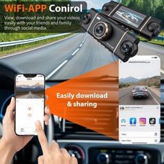 4 Channel Wifi Dash Cam 1080P HD Driving Recorder G-Sensor Car Front+Rear Camera