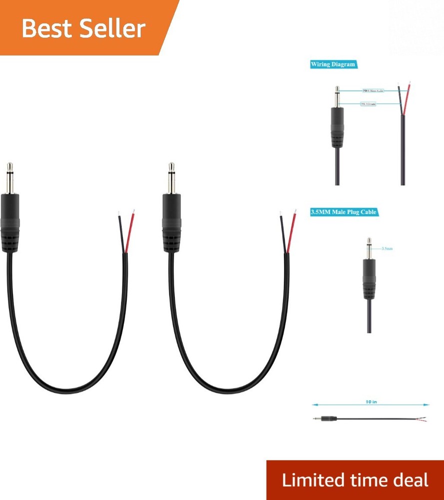Versatile 3.5mm Speaker Wire Pigtail Connector 2-Pack – Ideal for Audio Projects