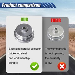 Oil Filter Wrench, 64MM Heavy Duty Oil Filter Cap Removal Socket Color: White