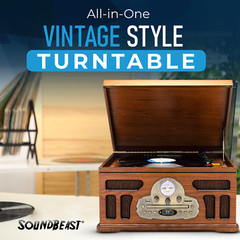 SoundBeast All-in-One Turntable – Record Player Bluetooth CD Cassette Tape FM