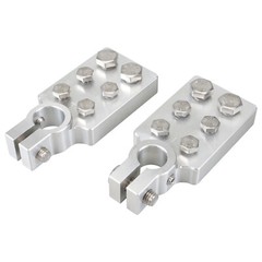 Pair of Car Audio 6 Spot Flat Battery Terminals Bolt 4/0 AWG Lugs Gauge