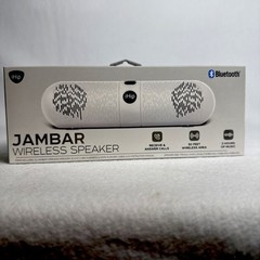 Jambar Wireless Speaker Bluetooth White, 30ft Wireless Area, 2 Hours, Small