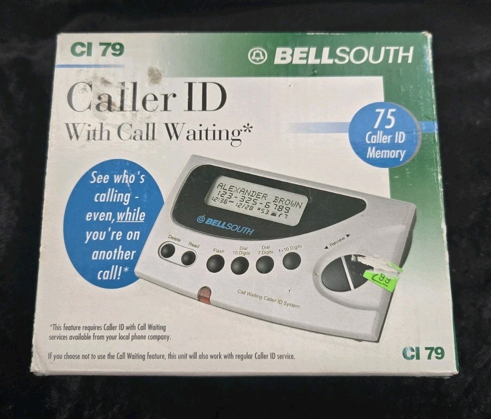 1996 BellSouth Caller ID CI-79 Call Waiting 75 Caller ID Memory Original Box
