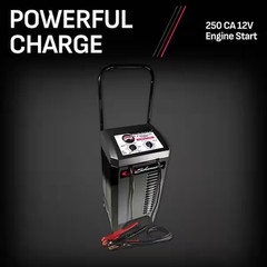 Wheeled Manual 10-Amp Car Battery Charger and 250A Engine Starter, 50A Boost, 6V