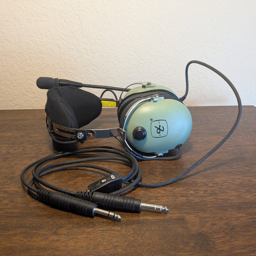David Clark H10-13S Dual GA Plugs Black/Green Pilot Headsets Straight Cable