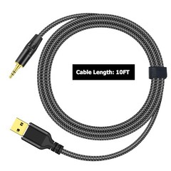 USB to 3.5mm TRS Stereo Audio Cable, 10FT USB A 2.0 to 1/8 inch 3.5mm Male Au…