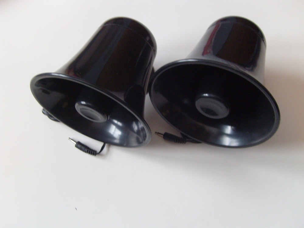 2 – New CB Ham Radio PA Audio Speaker Horn Black ABS Weather Proof 15 watt 8 ohm