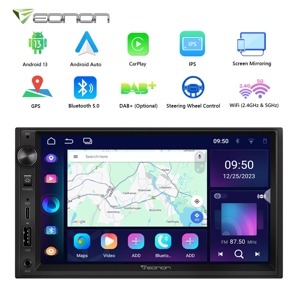 Eonon UA13 Android 13 Double 2Din 7″ IPS Car Stereo Radio GPS CarPlay Bluetooth