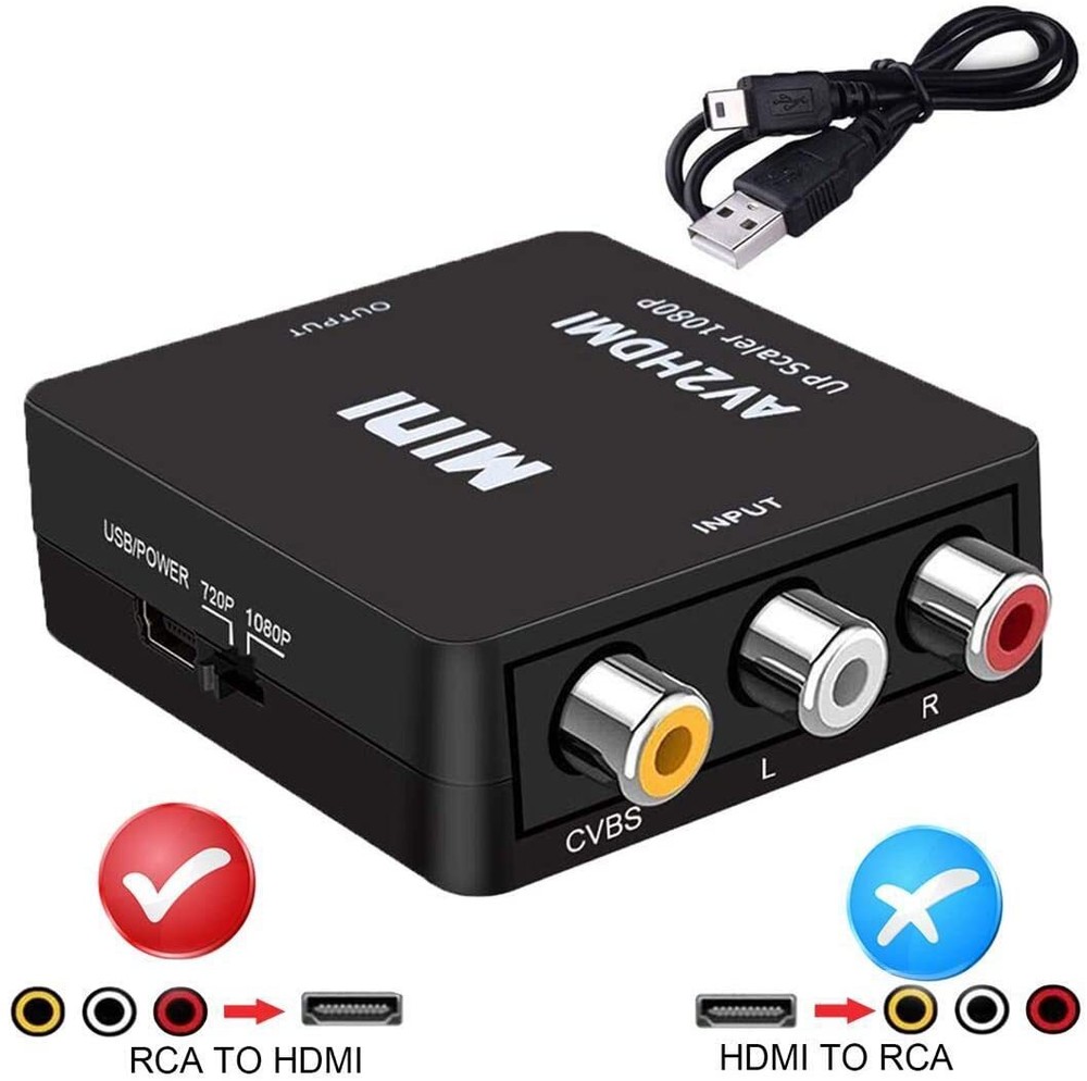 Mini Composite AV RCA CVBS to HDMI Video Converter Adapter 720p 1080p Upscaler .