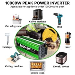 10000W Peak Pure Sine Wave Inverter 12V DC to 110V AC with LED Remote Control