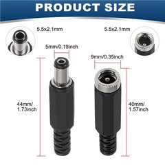 1~20pcs DC Power Plug Adapter Male Female Socket Jack Cable Connectors 5.5×2.1mm