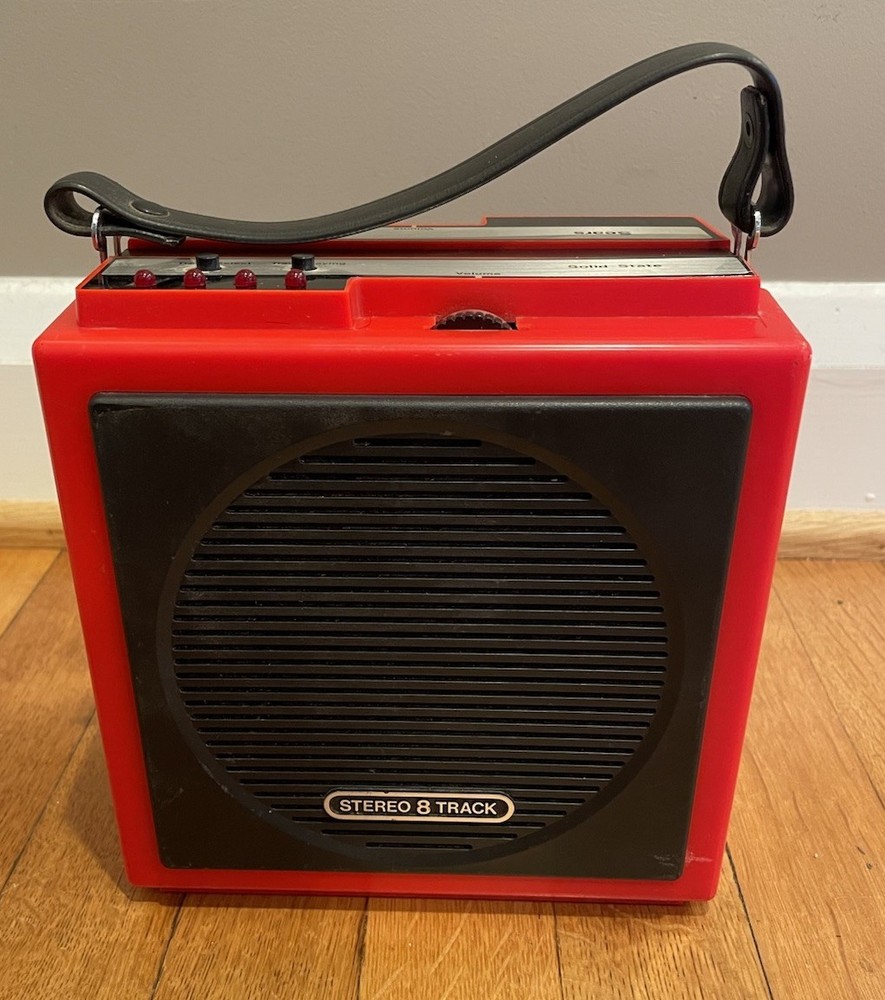 Sears Stereo 8 Track Player Solid State Red Hong Kong Vintage UNTESTED.