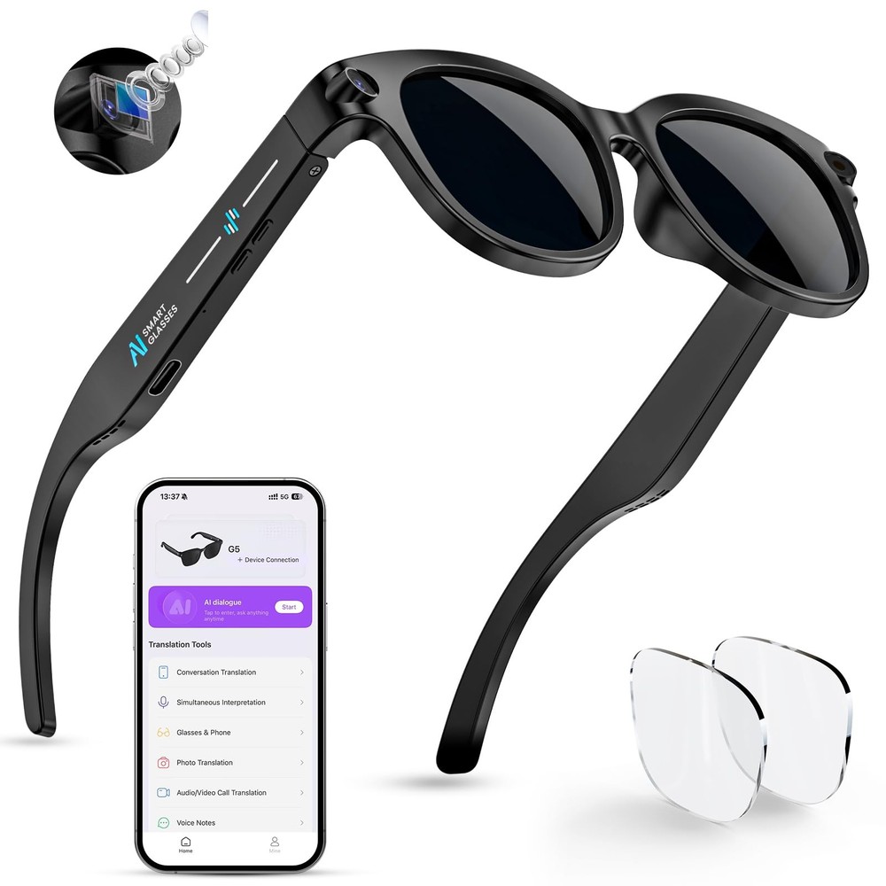 AI Smart Glasses – Polarized Sunglasses, 290mAh Battery, Bluetooth Calling, H…