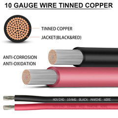 10 Gauge Marine Wire 10 AWG Marine Grade Wire Include 10 Gauge 30FT Red & 30FT B