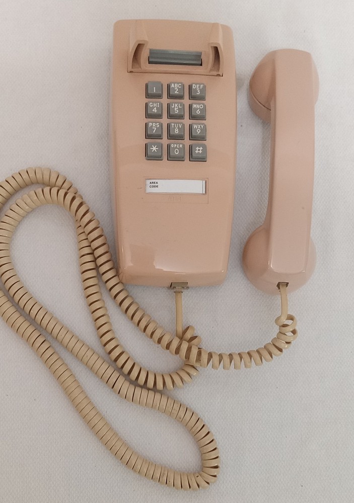 Western Electric rose beige 2554 touch tone wall phone, works