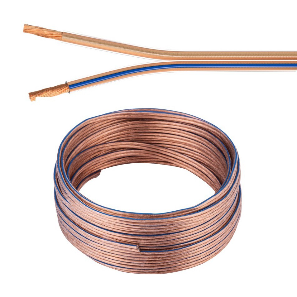 50FT Speaker Cable 14AWG 14/2 Transparent Clear Home Car Audio Stereo Wire