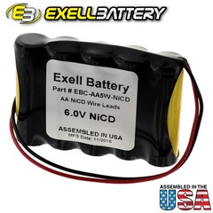 Exell 6V 1000mAh (5xAA) NiCd Custom Battery Pack w/ Wire Leads