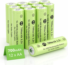 .2V AA 700Mah Nimh Rechargeable Battery, 12 Pack Double a Solar Lights Battery f