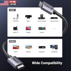 8K HDMI 2.1 Cable 48Gbps 6.6FT, Certified Ultra High Speed HDMI Cord Aluminum, 4