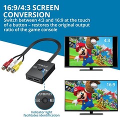 Plug and Play RCA to HDMI Converter with Aspect Ratio Switch for Retro Consoles
