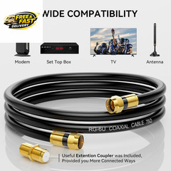 RG6 Coaxial Cable, 3FT 6FT 10FT 15FT 25FT 50FT 100FT Coax Cable Cord with