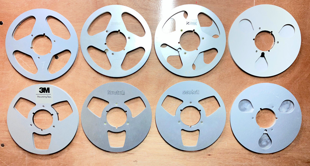 10.5″ x 1/4″ Empty Metal Tape Reels – Scotch and Audiotape – LOT OF 8