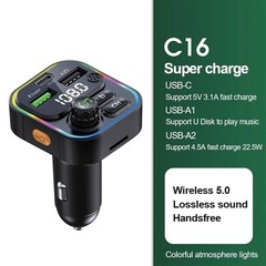 Bluetooth 5.0 Car Wireless FM Transmitter Adapter USB PD Charger AUX Hands LOT