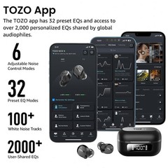 TOZO NC9 Wireless Earbuds with Hybrid ANC-Modes, IPX8 Waterproof, Refurbished