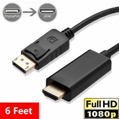 6FT 1080P Display Port to HDMI Cable Gold Plated DP to HDMI Video Cable Adapter