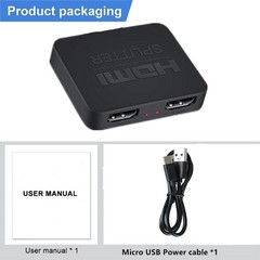 HDMI Splitter Video Distributor Amplifier Dual Display For Laptop 1 in 2 Out