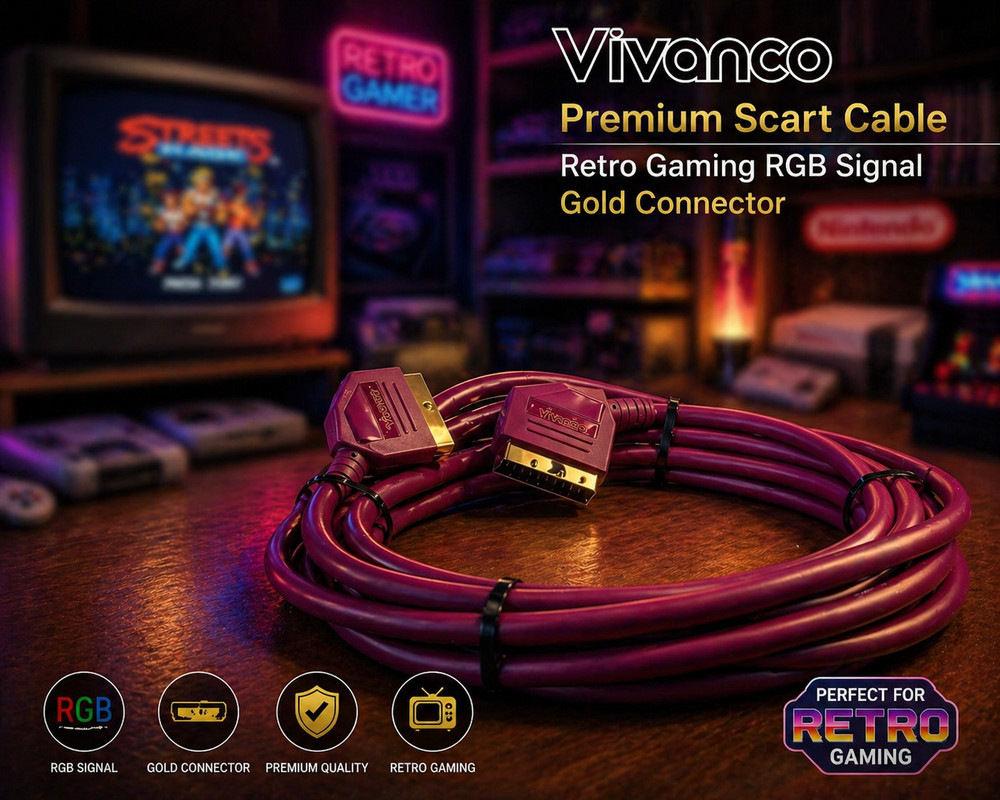 Premium Scart Cable 🌈RaRe🌈 10M Strong RGB Signal Retro Gaming – Gold Connector