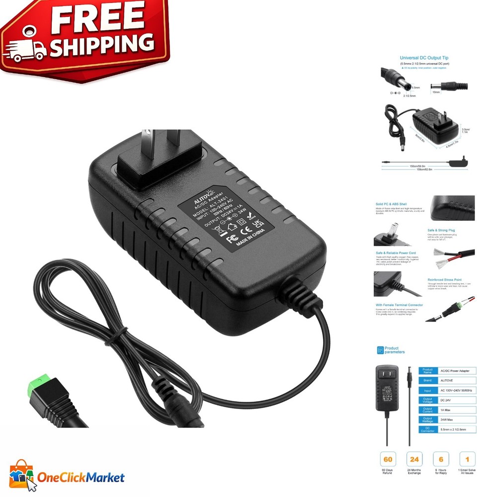 24V 1A Power Supply Adapter with Multiple Protection Systems – 100-240V Input