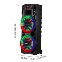 12” Dual Portable Bluetooth Speaker Subwoofer FM Heavy Bass Sound Karaoke W/Mic