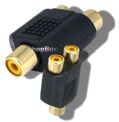 3 Pack Lot RCA Splitter 1 Female to 2 Female AV Audio Video Y Adapter Converter