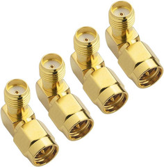 SMA Male to Female Right Angle 90-Degree Adapter Gold Plated Contacts Pack of 4…