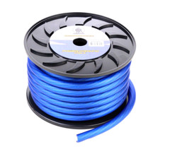 50Ft True 1/0 AWG Gauge Power Ground Wire Strand Cable Spool BLUE Ultra Flexible