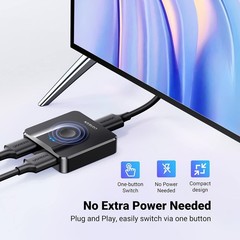 4K@60Hz Bi-Directional HDMI Switch 2-in-1 Out HDR 3D for PS5 Xbox Roku/FireStick