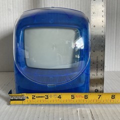 Vintage Mini TV 5″ Black White AM/FM Radio Portable Blue Video Gaming TESTED