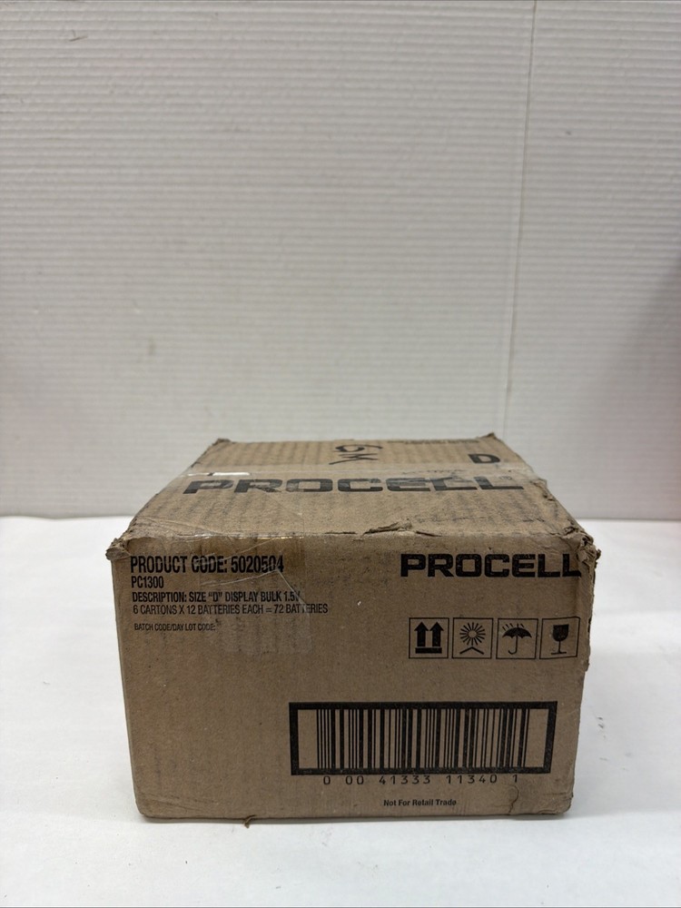 Duracell Procell PC1300 (72PK) D-cell 1.5V Alkaline Button Top Battery Pack