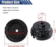 Oil Filter Wrench, 64MM Heavy Duty Oil Filter Cap Removal Socket Color: Black