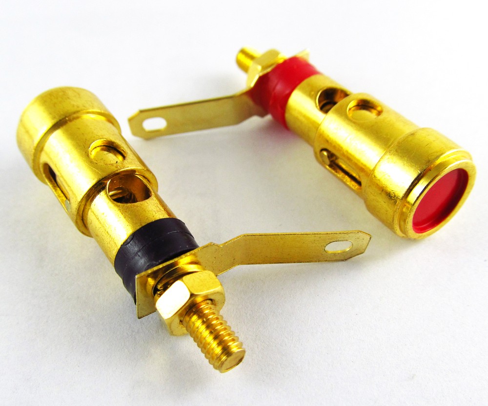 100pcs Spring Loaded Type Gold Speaker AMP Terminal Binding Post Red and Black