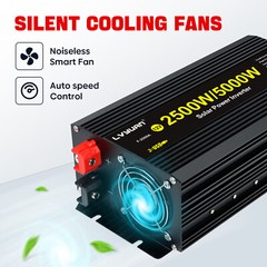 2500W 5000W Power Inverter 12V to 110V Converter With 2USB 3AC LCD Display Black
