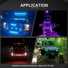 52 Inch RGBW LED Light Bar 300W & 2PCS 4″ RGB Pods with Chasing Halo Ring