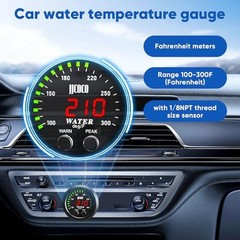 Universal 52mm Water Temperature Gauge with Alarm and Joint Pipe: None Green