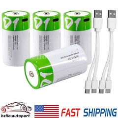 USB AA AAA 9V D Size Lithium ion Li-ion Rechargeable Battery 1.5V W/ Type C Lot