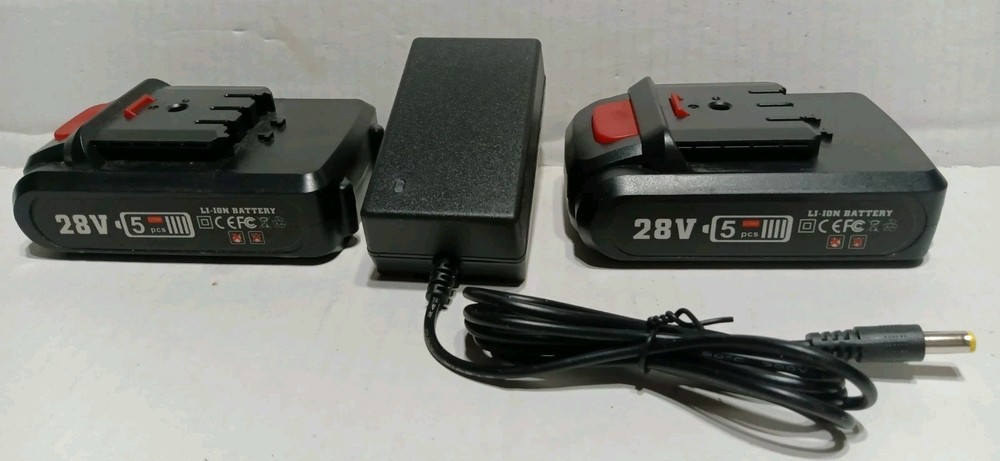 Lot Of 2 -28 Volt L1-ION Rechargeable Batteries & Charger For Portable Saw &More
