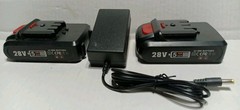 Lot Of 2 -28 Volt L1-ION Rechargeable Batteries & Charger For Portable Saw &More